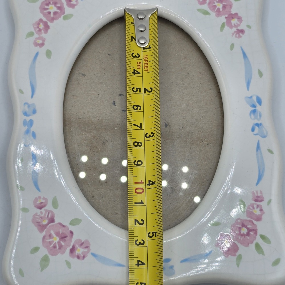 Ceramic Photo Frame Pink Tea Roses Simple Oval Display Cottagecore Vtg Granny - Picture 13 of 14